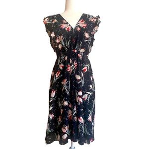 Rebecca Taylor black floral silk dress